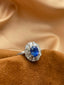 14K GOLD 3.55 CTW VIVID BLUE NATURAL SAPPHIRE & DIAMOND RING