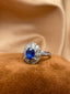 14K GOLD 3.55 CTW VIVID BLUE NATURAL SAPPHIRE & DIAMOND RING