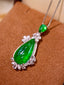 14K GOLD 10.97 CTW VIVID GREEN NATURAL EMERALD & DIAMOND PENDANT