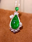 14K GOLD 10.97 CTW VIVID GREEN NATURAL EMERALD & DIAMOND PENDANT