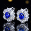 14K GOLD 6.14 CTW VIVID BLUE NATURAL SAPPHIRE & SAPPHIRE EARRINGS