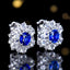 14K GOLD 6.14 CTW VIVID BLUE NATURAL SAPPHIRE & SAPPHIRE EARRINGS