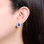 14K GOLD 6.14 CTW VIVID BLUE NATURAL SAPPHIRE & SAPPHIRE EARRINGS