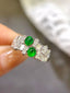 14K GOLD 0.65 CT VIVID GREEN NATURAL EMERALD & DIAMOND RING