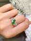 14K GOLD 0.65 CT VIVID GREEN NATURAL EMERALD & DIAMOND RING