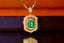 14K GOLD 1.36 CTW VIVID GREEN NATURAL EMERALD & DIAMOND PENDANT