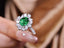 14K GOLD 2.38 CTW VIVID GREEN NATURAL TSAVORITE & DIAMOND RING