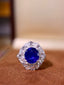 14K GOLD 4.10 CTW VIVID BLUE NATURAL SAPPHIRE & DIAMOND RING/PENDANT