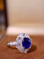 14K GOLD 4.10 CTW VIVID BLUE NATURAL SAPPHIRE & DIAMOND RING/PENDANT