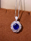 14K GOLD 4.10 CTW VIVID BLUE NATURAL SAPPHIRE & DIAMOND RING/PENDANT