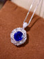 14K GOLD 4.10 CTW VIVID BLUE NATURAL SAPPHIRE & DIAMOND RING/PENDANT