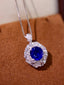 14K GOLD 4.10 CTW VIVID BLUE NATURAL SAPPHIRE & DIAMOND RING/PENDANT