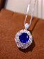 14K GOLD 4.10 CTW VIVID BLUE NATURAL SAPPHIRE & DIAMOND RING/PENDANT