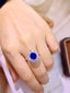 14K GOLD 4.10 CTW VIVID BLUE NATURAL SAPPHIRE & DIAMOND RING/PENDANT