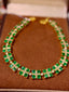 14K GOLD 6.83 CTW VIVID GREEN NATURAL EMERALD & DIAMOND BRACELET