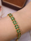 14K GOLD 6.83 CTW VIVID GREEN NATURAL EMERALD & DIAMOND BRACELET