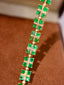 14K GOLD 6.83 CTW VIVID GREEN NATURAL EMERALD & DIAMOND BRACELET