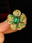 14K GOLD 2.10 CTW VIVID GREEN NATURAL EMERALD & DIAMOND RING/PENDANT