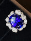 14K GOLD 8.2 CTW NATURAL TANZANITE & DIAMOND RING