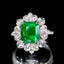 14K GOLD 3.67 CTW VIVID GREEN NATURAL EMERALD & DIAMOND RING