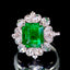 14K GOLD 3.67 CTW VIVID GREEN NATURAL EMERALD & DIAMOND RING