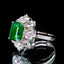 14K GOLD 3.67 CTW VIVID GREEN NATURAL EMERALD & DIAMOND RING