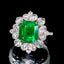 14K GOLD 3.67 CTW VIVID GREEN NATURAL EMERALD & DIAMOND RING