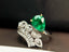 14K GOLD 1.35 CT VIVID GREEN NATURAL EMERALD & DIAMOND RING