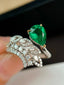 14K GOLD 1.35 CT VIVID GREEN NATURAL EMERALD & DIAMOND RING