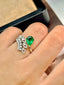 14K GOLD 1.35 CT VIVID GREEN NATURAL EMERALD & DIAMOND RING