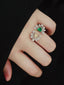 14K GOLD 0.66 CTW VIVID GREEN NATURAL EMERALD & YELLOW DIAMOND RING