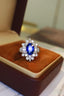 14K GOLD 3.77 CTW VIVID BLUE NATURAL SAPPHIRE & DIAMOND RING