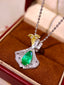 14K GOLD 2.66 CTW VIVID GREEN NATURAL EMERALD & DIAMOND PENDANT