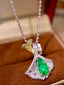 14K GOLD 2.66 CTW VIVID GREEN NATURAL EMERALD & DIAMOND PENDANT