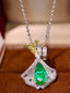 14K GOLD 2.66 CTW VIVID GREEN NATURAL EMERALD & DIAMOND PENDANT