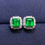 14K GOLD 3.35 CT VIVID GREEN NATURAL EMERALD & DIAMOND EARRINGS