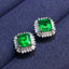 14K GOLD 3.35 CT VIVID GREEN NATURAL EMERALD & DIAMOND EARRINGS