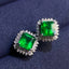 14K GOLD 3.35 CT VIVID GREEN NATURAL EMERALD & DIAMOND EARRINGS