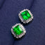 14K GOLD 3.35 CT VIVID GREEN NATURAL EMERALD & DIAMOND EARRINGS