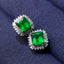 14K GOLD 3.35 CT VIVID GREEN NATURAL EMERALD & DIAMOND EARRINGS