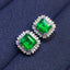 14K GOLD 3.35 CT VIVID GREEN NATURAL EMERALD & DIAMOND EARRINGS