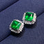 14K GOLD 3.35 CT VIVID GREEN NATURAL EMERALD & DIAMOND EARRINGS