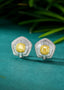 14K GOLD 4.85 CTW NATURAL YELLOW DIAMOND & DIAMOND EARRINGS