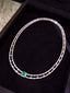 14K GOLD 4.88 CTW VIVID GREEN NATURAL EMERALD & DIAMOND NECKLACE