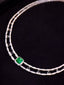 14K GOLD 4.88 CTW VIVID GREEN NATURAL EMERALD & DIAMOND NECKLACE