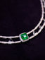 14K GOLD 4.88 CTW VIVID GREEN NATURAL EMERALD & DIAMOND NECKLACE