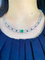 14K GOLD 4.88 CTW VIVID GREEN NATURAL EMERALD & DIAMOND NECKLACE