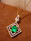 14K GOLD 1.03 CTW VIVID GREEN NATURAL EMERALD & DIAMOND PENDANT