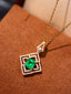 14K GOLD 1.03 CTW VIVID GREEN NATURAL EMERALD & DIAMOND PENDANT