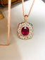 14K GOLD 2.00 CT NATURAL TOURMALINE & DIAMOND & SAPPHIRE PENDANT